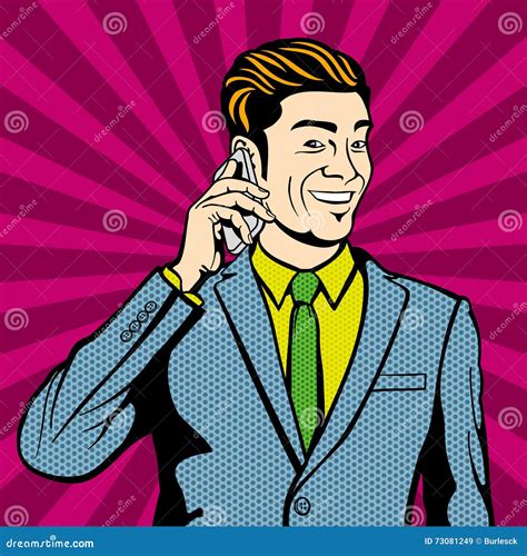 Businessman Talking On Cell Phone Stock Vector Illustration Of Retro