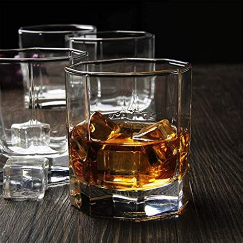 Homeprism Unique Cool Crystal Rocks Whiskey Glasses Set Of 12 For Scotch Bourbon Vodka Liquor