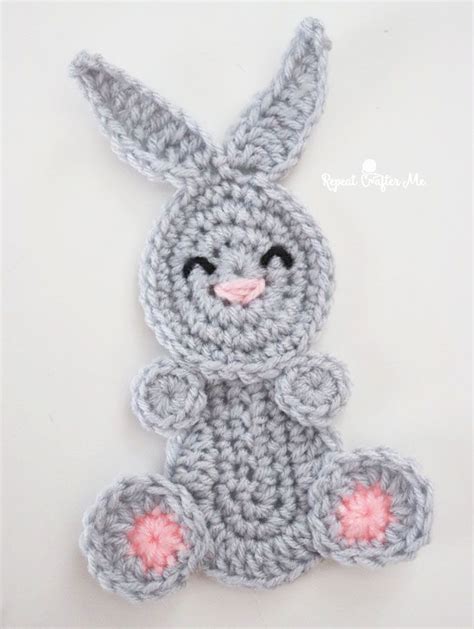 Crochet Bunny Rabbit Applique Repeat Crafter Me Crochet Bunny Crochet Rabbit Crochet Hats