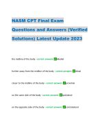 NASM CPT Final Exam Questions And Answers Verified Solutions Latest