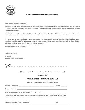 Fillable Online Kilberryps Vic Edu Head Lice Treatment Form Kilberry