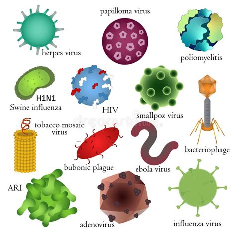 Human Viruses Icon Set In Thin Line Style Stock Illustration