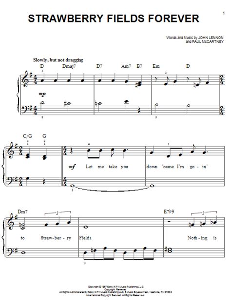 Strawberry Fields Forever By The Beatles Sheet Music For Easy Piano At Sheet Music Direct