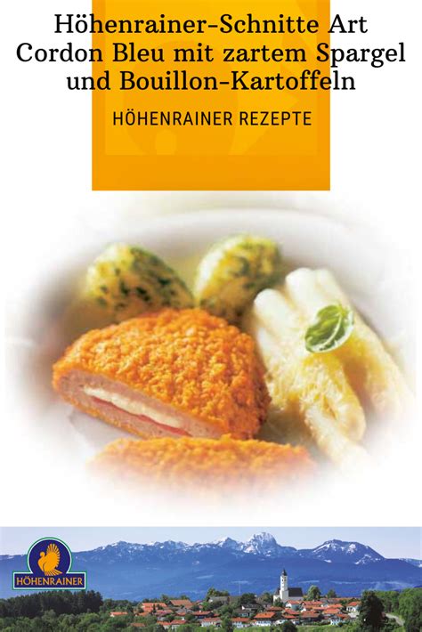 Höhenrainer Schnitte Art Cordon Bleu mit zartem Spargel und Bouillon