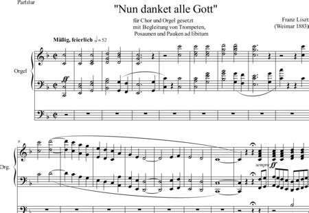 Nun danket alle Gott Choral für Orgel gem Chor Bläser und Pauken