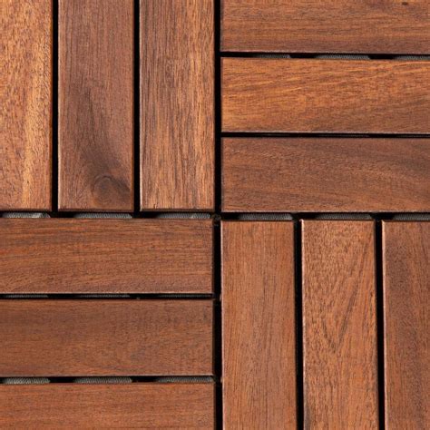 Gogexx 12 In X 12 In Square Acacia Wood Interlocking Flooring Tiles Checker Pattern In Brown