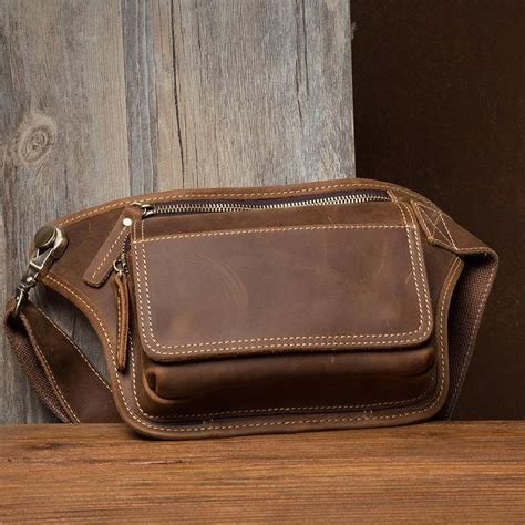 Cool Brown Leather Fanny Pack Mens Waist Bags Hip Pack Belt Bag Bumbag Iwalletsmen