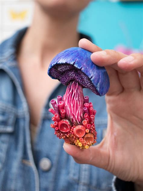 Sunrise Mushroom Brooch Polymer Clay Art Jewelry 2018 Stephanie Kilgast Pilz Kunst Fimo