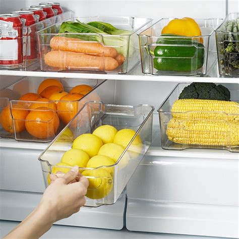 Kitchen Fridge Stackable Storage Box Clear Handles Food Container