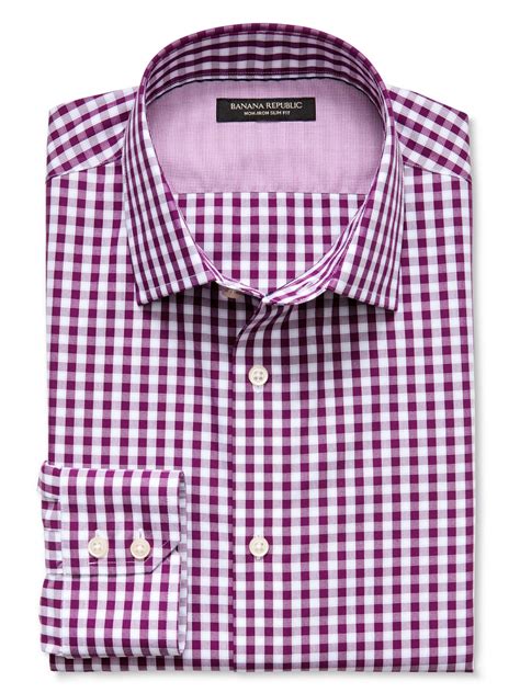 Slim Fit Non Iron Gingham Shirt Banana Republic