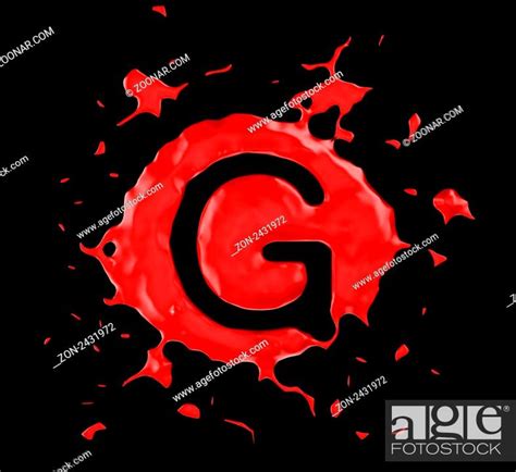 Red Blob G Letter Over Black Background Large Resolution Stock Photo