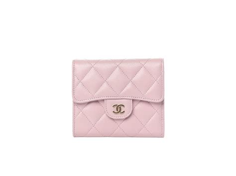 Sasom กระเป๋า Chanel Compact Flap Wallet Grained Calfskin Light Pink