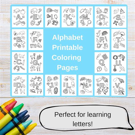 Alphabet Printable Coloring Pages - Etsy