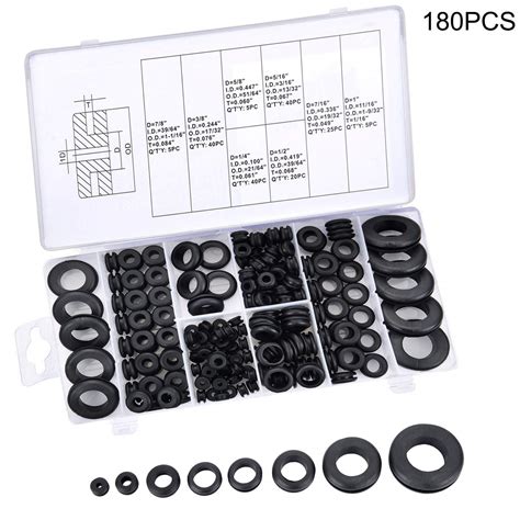 ECUDIS Rubber Grommet Kit Eyelet Ring Assortment Set Electrical Gasket