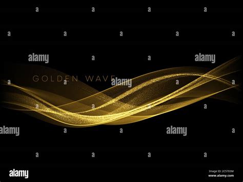 Abstract Shiny Color Gold Wave Design Element With Glitter Effect On