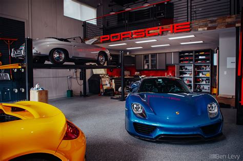 Cabriolet And In Garage With Porsche Theme Benlevy