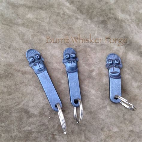 Monkey Keychain, Handforged Iron, Monkey Key Ring, Iron Key Chain, Blacksmith Monkey, Iron ...