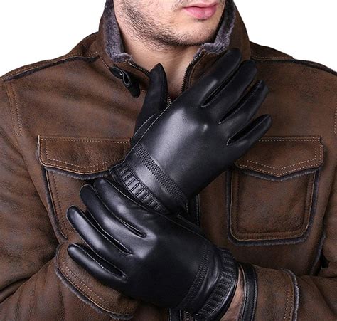 Homme Gants En S Pour D Hiver Cuir Avec Chic Des Gants En Cuir