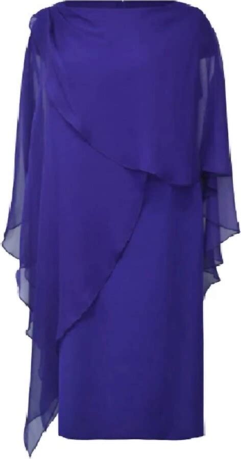 TOM AND LINDA PLATT Chiffon Overlay Dress In Royal ShopStyle