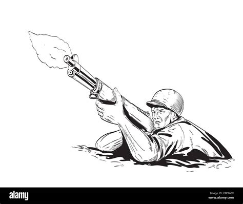 Comics Style Drawing Or Illustration Of A World War Two American Gi