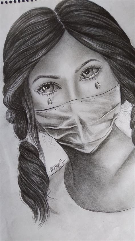 Mask girl sketch by ashartboom | Mask girl, Girl sketch, Girl drawing