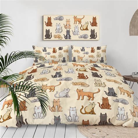 Cute Cats Themed Bedding Set For Kids Beddiny