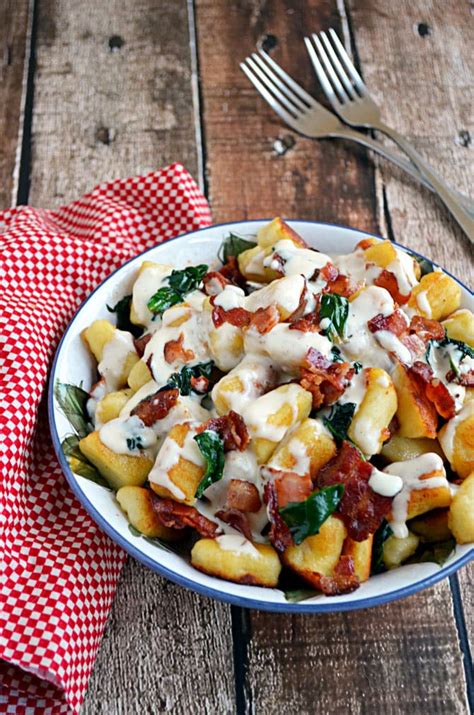 Roasted Garlic Gnocchi With Bacon Spinach And Smoked Gouda Cream Sauce Host The Toast