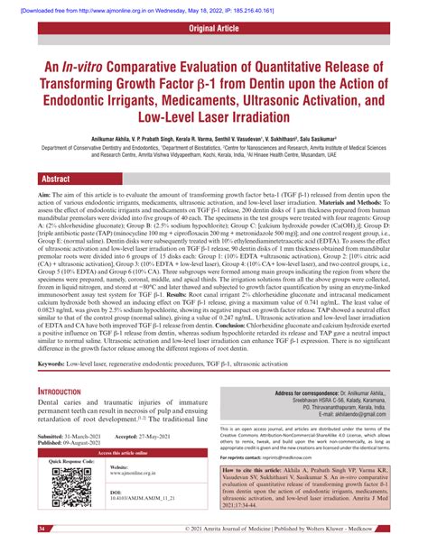 PDF An In Vitro Comparative Evaluation Of Quantitative Release Of