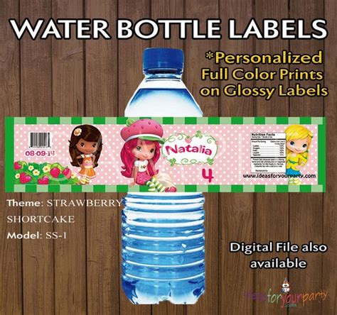 STRAWBERRY SHORTCAKE Water Bottle Labels On By IdeasForYourParty