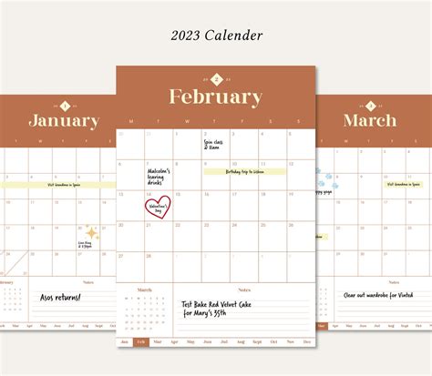 2023 Portrait Calendar Printable Calendar Download - Etsy