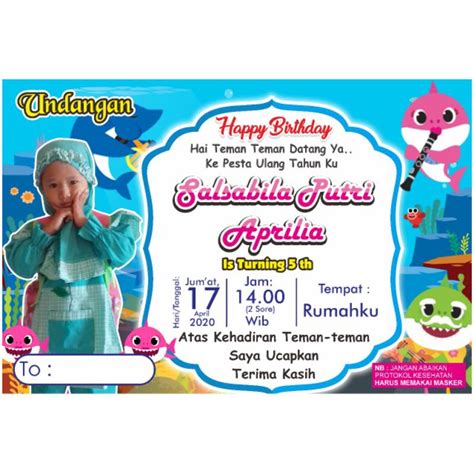 Jual Undangan Ultah Thema Baby Shark Shopee Indonesia