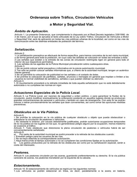 Ordenanza De Tr Fico Y Seguridad Vial