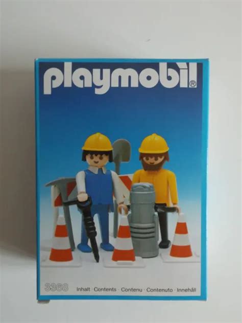 PLAYMOBIL BOÎTE VINTAGE 3368 an 1985 ouvriers de chantier marteau