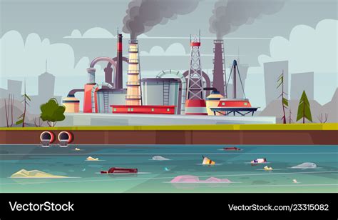 Ecology concept water pollution factory Royalty Free Vector