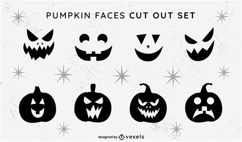 Jack O Lantern Pumpkin Cut Out Set Vector Download