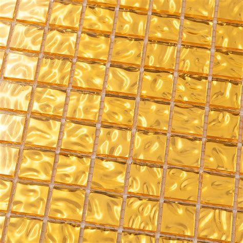 12x12 Shimmer Gold Glossy Glass Mosaic Tile Shimmer Gold Glass Tile