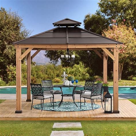 Sunjoy A102008500 Chapman 10x10 Ft Cedar Framed Gazebo With Steel 2