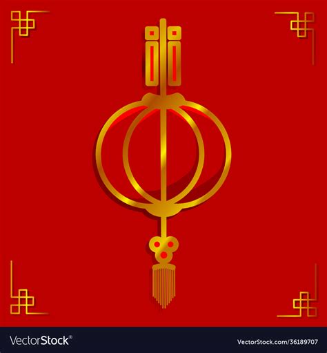 Chinese lamp lunar new year red background Vector Image