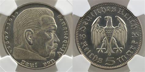 Deutsche Münzen 5 Reichsmark 1935 F 3 Reich 1933 1945 Paul von