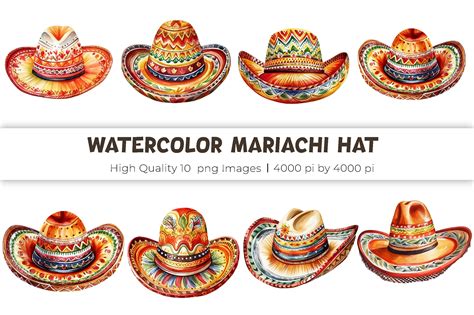 Watercolor Mariachi Hat Clipart Graphic by mirazooze · Creative Fabrica