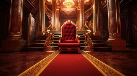 Luxury Red Throne 3d Rendering Of Regal Chair With Gold Rope Barrier