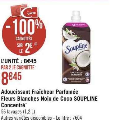 Offre Adoucissant Fraîcheur Parfumée Fleurs Blanches Noix De Coco