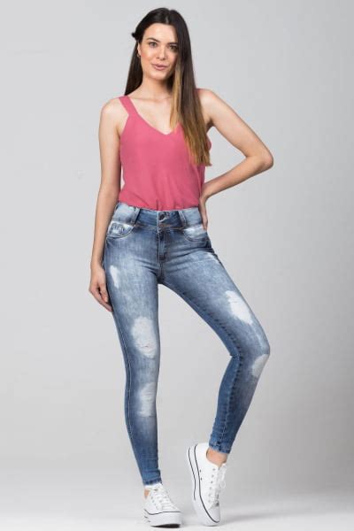 Calça Jeans Feminina Skinny Levanta Bumbum F2021816 Oxiblue Jeans