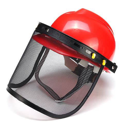 New Red Safety Helmet Full Face Mask Chainsaw Brushcutte Mesh For Lawn Mower Trimmer Brush