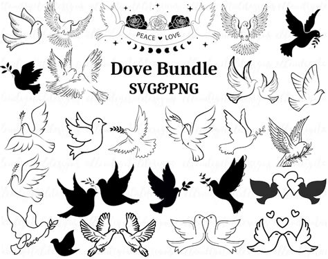 Doves Svg Dove Clipart Dove Silhouette Peace Svg Dove Cut Etsy Ireland