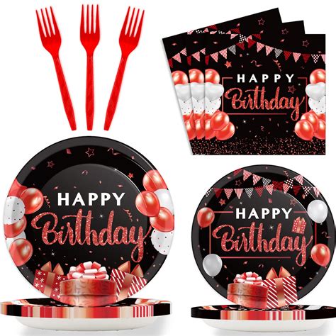 Pieces Red And Ypf Black Tableware Set Confetti Sprinkles Happy