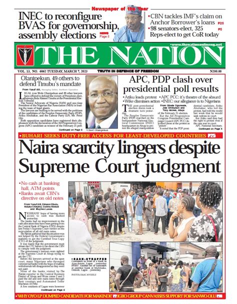 Nigerian Newspapers Daily Front Pages Review Tuesday 7th March 2023