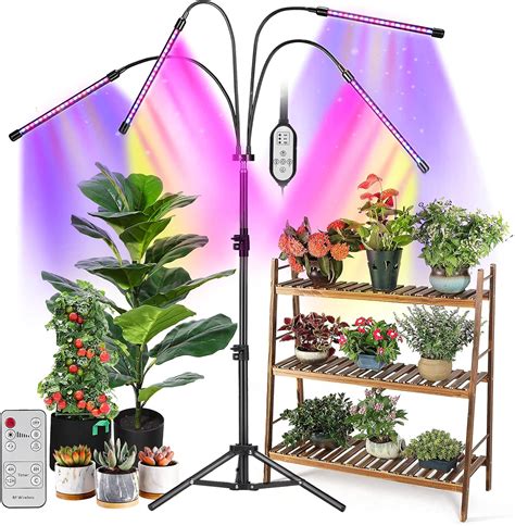 Led Grow Light For Indoor Plants 4 Head 80 Led Red Blue Spectrum Floor Plant Light With