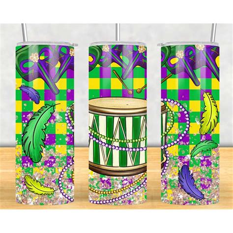 Mardi Gras Tumbler Png Sublimation Design Oz Skinny Tumbl Inspire