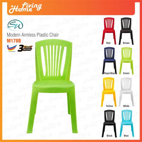 Modern Armless Plastic Dining Chair Kerusi Makan Moden Plastik Tanpa